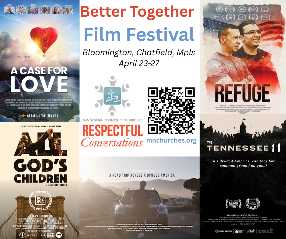 Five movie posters surround text reading "Better Together Film Festival" and the MCC Respectful Conversations logo