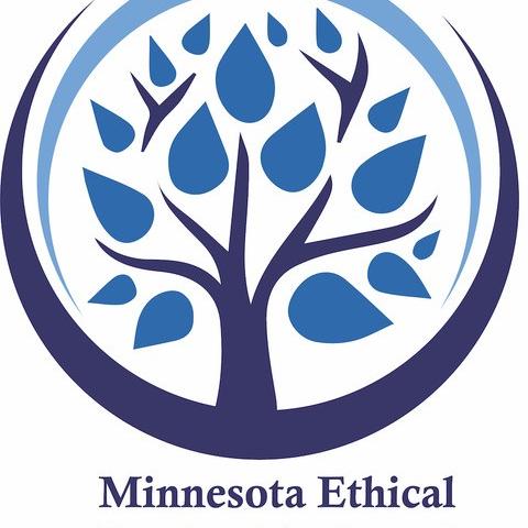 MN Ethical Leadership Award logo A navy blue tree silhouette wiht royal blue leaves inside a lighter blue crescent represents the Minnesota Ethical Leadership Award logo
